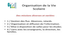 Organisation de la Vie Scolaire au lycée germaine Tillion , JPO 2021 by JPO 2021