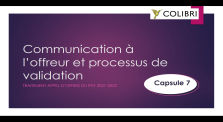 Communication à l’offreur et processus de validation by Appel d'offres PAF avec Colibri